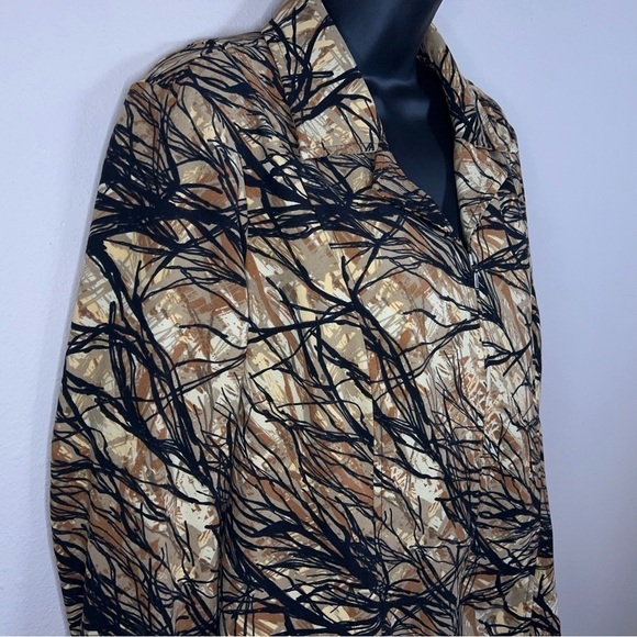 SMALL VINTAGE CHRISTOPHER AND BANKS CAMO BLAZER ZIP CLOSURE BEIGE WOMENS BROWN - Picture 3 of 10
